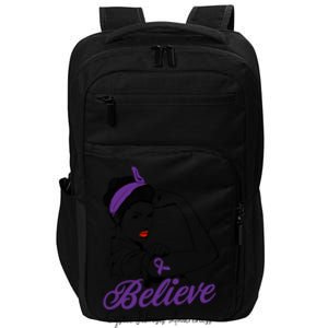 Cystic Fibrosis Warrior Unbreakable Purple Ribbon Gift Impact Tech Backpack