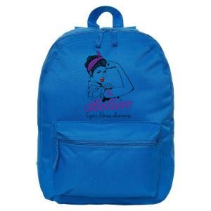 Cystic Fibrosis Warrior Unbreakable Purple Ribbon Gift 16 in Basic Backpack