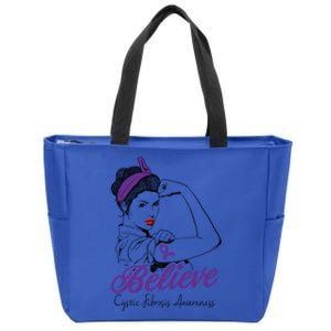 Cystic Fibrosis Warrior Unbreakable Purple Ribbon Gift Zip Tote Bag