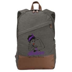 Cystic Fibrosis Warrior Unbreakable Purple Ribbon Gift Cotton Canvas Backpack