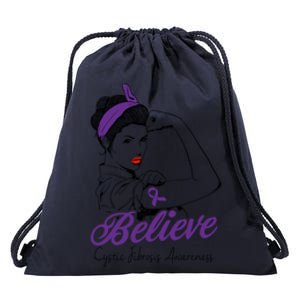 Cystic Fibrosis Warrior Unbreakable Purple Ribbon Gift Drawstring Bag