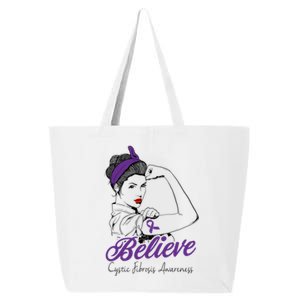 Cystic Fibrosis Warrior Unbreakable Purple Ribbon Gift 25L Jumbo Tote