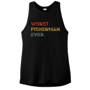 Cute Fishing Worst Fisherman Ever Birthday Fathers Funny Ladies PosiCharge Tri-Blend Wicking Tank