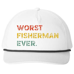 Cute Fishing Worst Fisherman Ever Birthday Fathers Funny Snapback Five-Panel Rope Hat