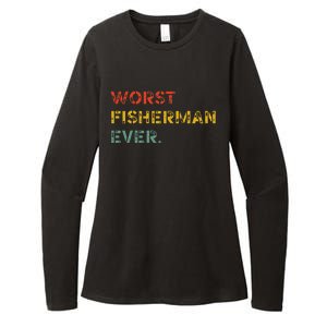 Cute Fishing Worst Fisherman Ever Birthday Fathers Funny Womens CVC Long Sleeve Shirt