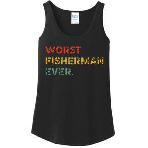 Cute Fishing Worst Fisherman Ever Birthday Fathers Funny Ladies Essential Tank