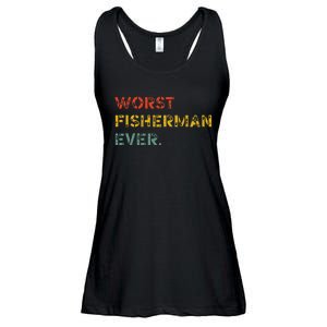 Cute Fishing Worst Fisherman Ever Birthday Fathers Funny Ladies Essential Flowy Tank