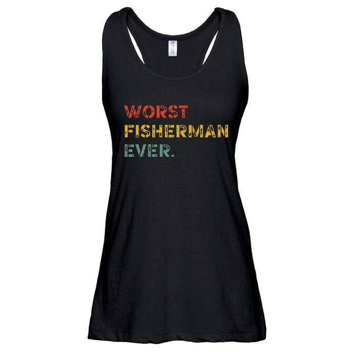 Cute Fishing Worst Fisherman Ever Birthday Fathers Funny Ladies Essential Flowy Tank