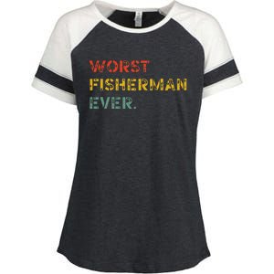 Cute Fishing Worst Fisherman Ever Birthday Fathers Funny Enza Ladies Jersey Colorblock Tee