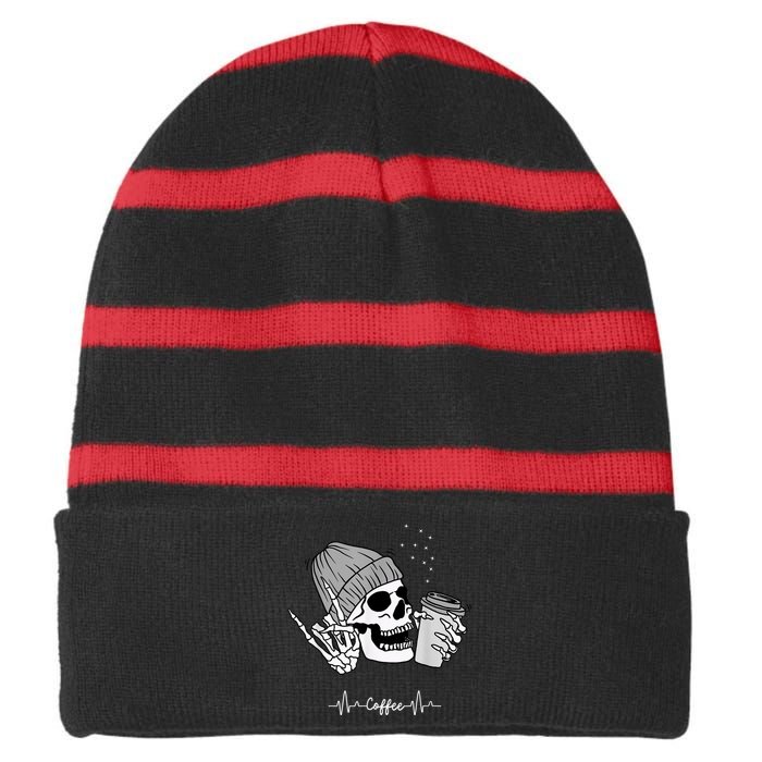 Coffee For Women Coffee Funny Cute Casual Striped Beanie with Solid Band