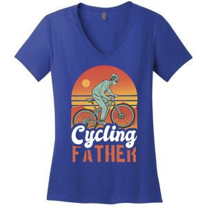 Cycling Father With A Bike For Father's Day Gift Women's V-Neck T-Shirt