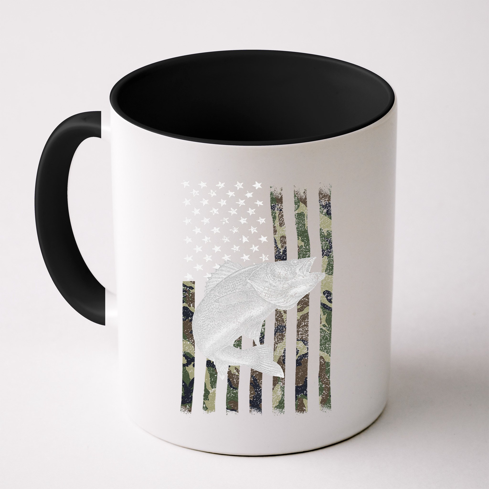 Camouflage Flag Walleye Fishing Angler Mug