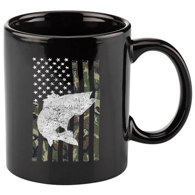 Camouflage Flag Walleye Fishing Angler 11oz C Handle Ceramic Mug