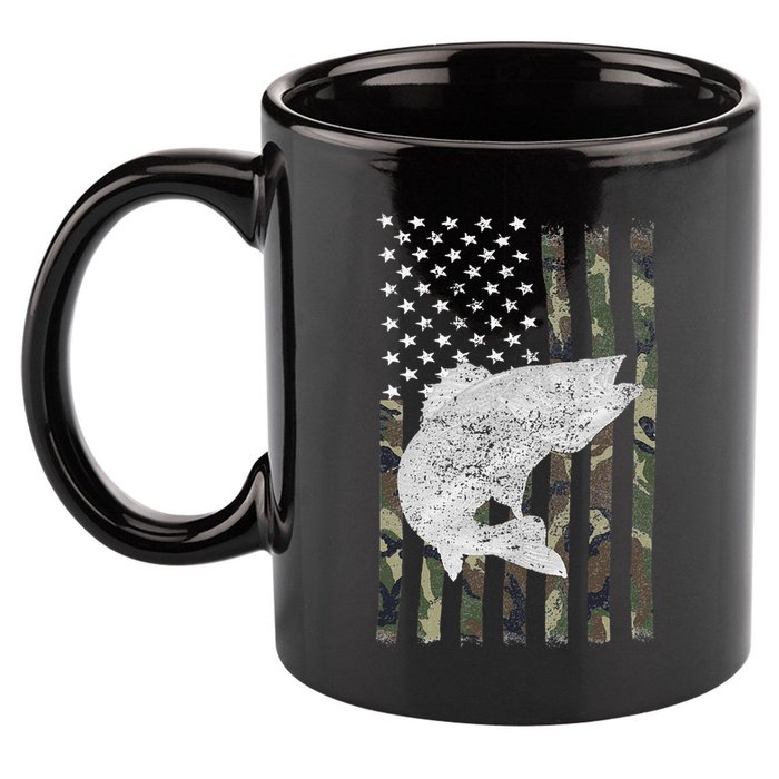 Camouflage Flag Walleye Fishing Angler 11oz C Handle Ceramic Mug
