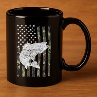 Camouflage Flag Walleye Fishing Angler 11oz C Handle Ceramic Mug