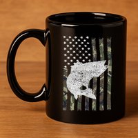 Camouflage Flag Walleye Fishing Angler 11oz C Handle Ceramic Mug