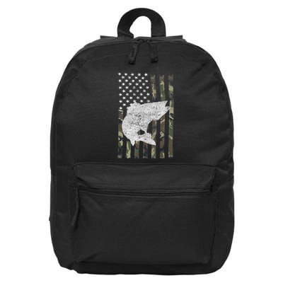 Camouflage Flag Walleye Fishing Angler 16 in Basic Backpack
