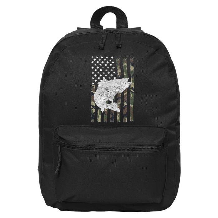 Camouflage Flag Walleye Fishing Angler 16 in Basic Backpack