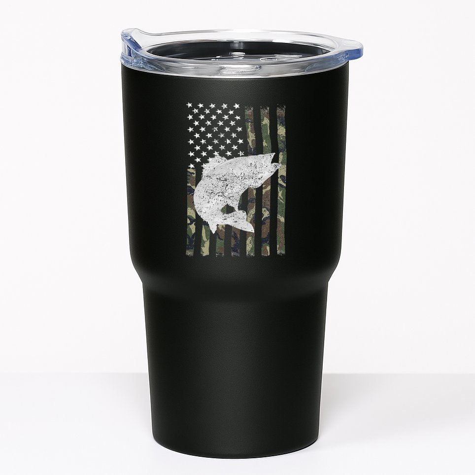 Camouflage Flag Walleye Fishing Angler Tumbler