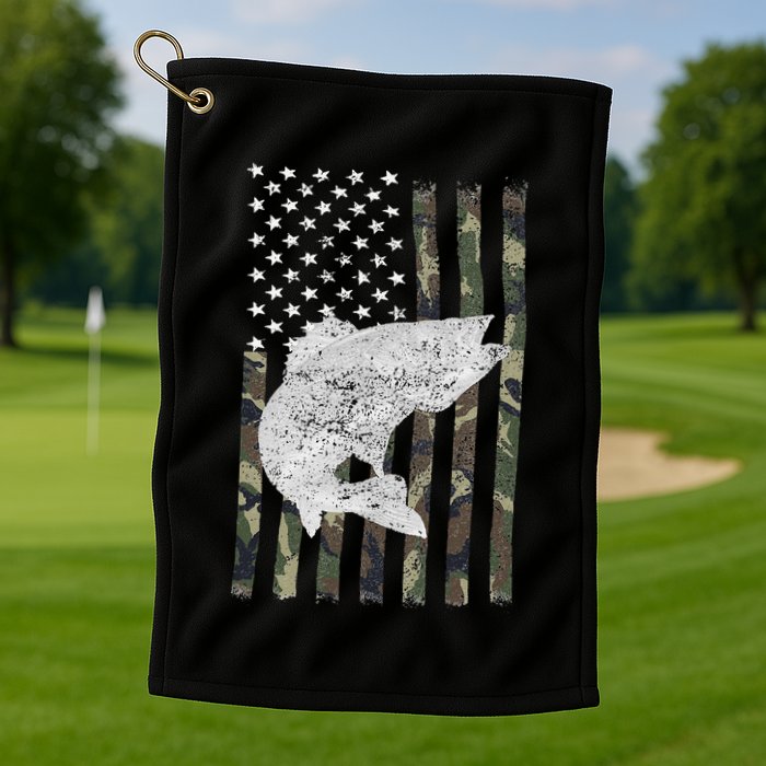 Camouflage Flag Walleye Fishing Angler Golf Towel