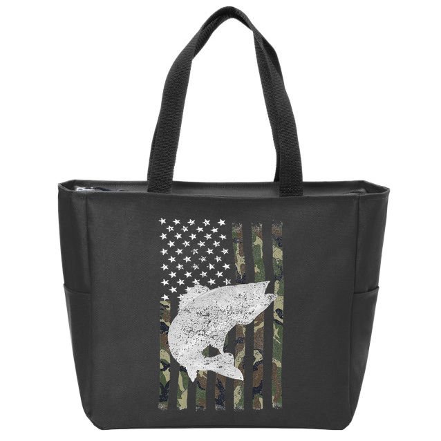 Camouflage Flag Walleye Fishing Angler Zip Tote Bag