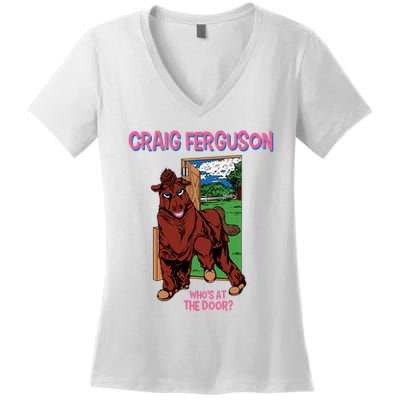 Craig Ferguson WhoS At The Door Women's V-Neck T-Shirt
