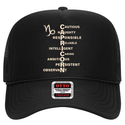 Capricorn For Wo Gifts Sign High Crown Mesh Back Trucker Hat