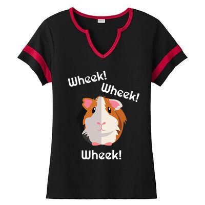 Cute Funny Wheek Guinea Pig Owner Cavy Lover Ladies Halftime Notch Neck Tee