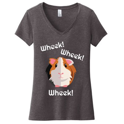 Cute Funny Wheek Guinea Pig Owner Cavy Lover Women's V-Neck T-Shirt