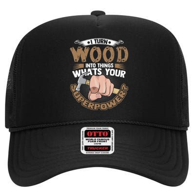 Carpenter Funny Woodworker Carpentry Cabinemaker High Crown Mesh Back Trucker Hat