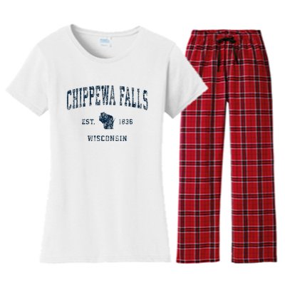 Chippewa Falls Wisconsin Wi Vintage Sports Design Women's Flannel Pajama Set