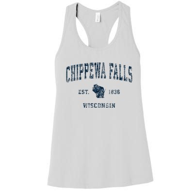 Chippewa Falls Wisconsin Wi Vintage Sports Design Women's Racerback Tank