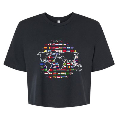 Country Flags World Map Traveling International World Flags Bella+Canvas Jersey Crop Tee