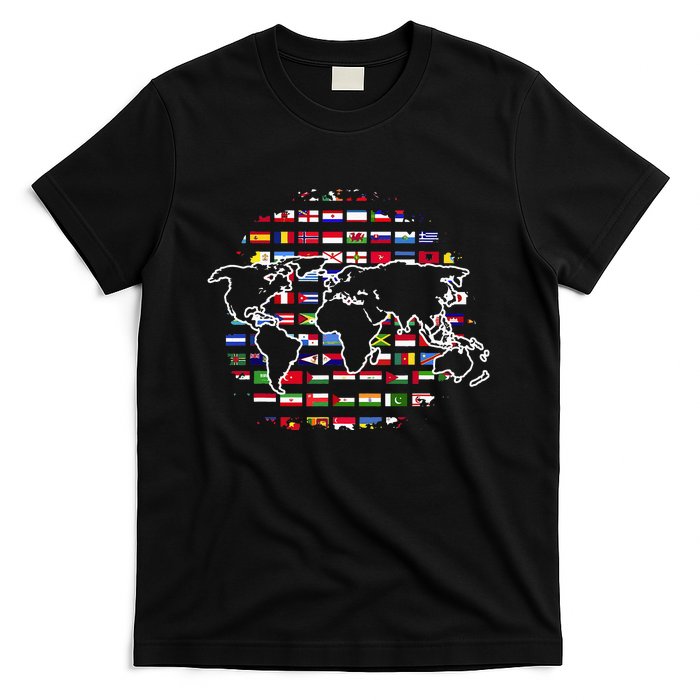 Country Flags World Map Traveling International World Flags T-Shirt