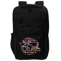 Country Flags World Map Traveling International World Flags Impact Tech Backpack
