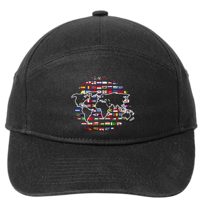 Country Flags World Map Traveling International World Flags 7-Panel Snapback Hat