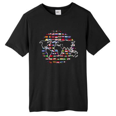 Country Flags World Map Traveling International World Flags Tall Fusion ChromaSoft Performance T-Shirt