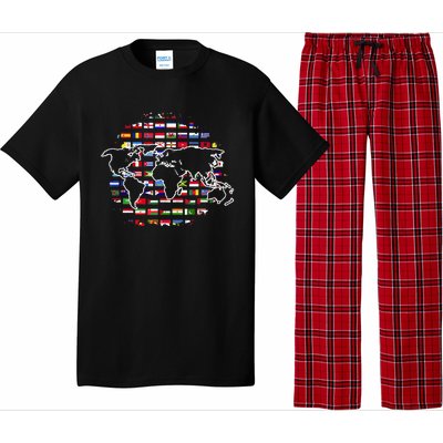 Country Flags World Map Traveling International World Flags Pajama Set