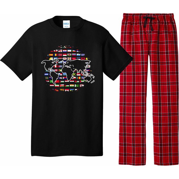 Country Flags World Map Traveling International World Flags Pajama Set