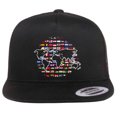 Country Flags World Map Traveling International World Flags Flatbill Hat