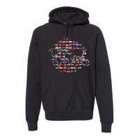 Country Flags World Map Traveling International World Flags Premium Hoodie