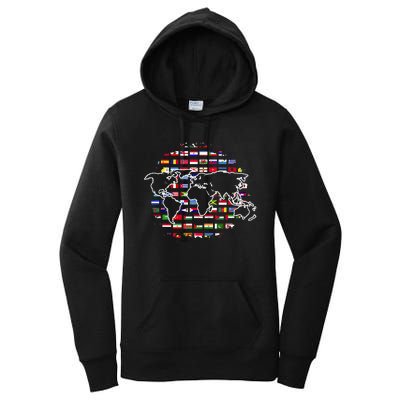 Country Flags World Map Traveling International World Flags Women's Pullover Hoodie