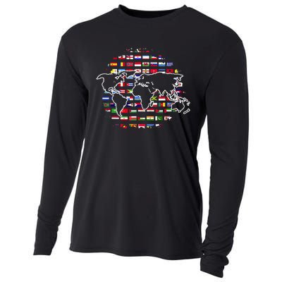 Country Flags World Map Traveling International World Flags Cooling Performance Long Sleeve Crew