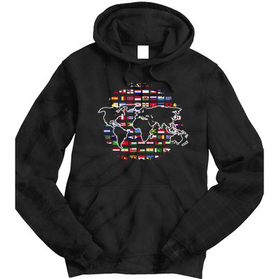 Country Flags World Map Traveling International World Flags Tie Dye Hoodie