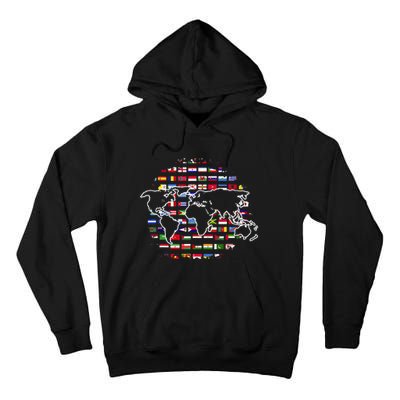 Country Flags World Map Traveling International World Flags Tall Hoodie