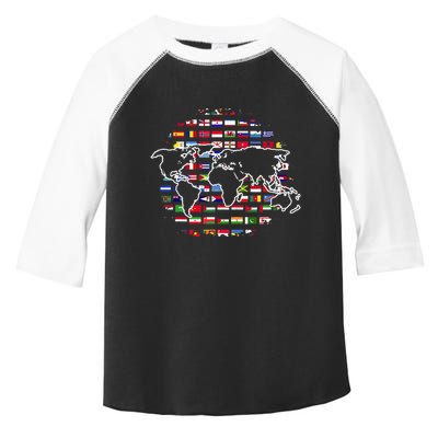 Country Flags World Map Traveling International World Flags Toddler Fine Jersey T-Shirt
