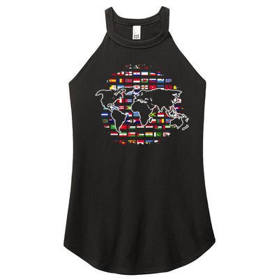 Country Flags World Map Traveling International World Flags Women’s Perfect Tri Rocker Tank