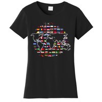 Country Flags World Map Traveling International World Flags Women's T-Shirt