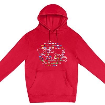 Country Flags World Map Traveling International World Flags Premium Pullover Hoodie