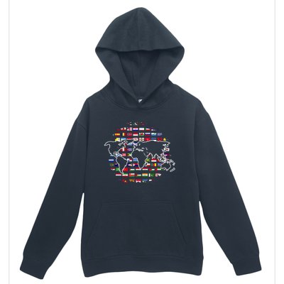 Country Flags World Map Traveling International World Flags Urban Pullover Hoodie